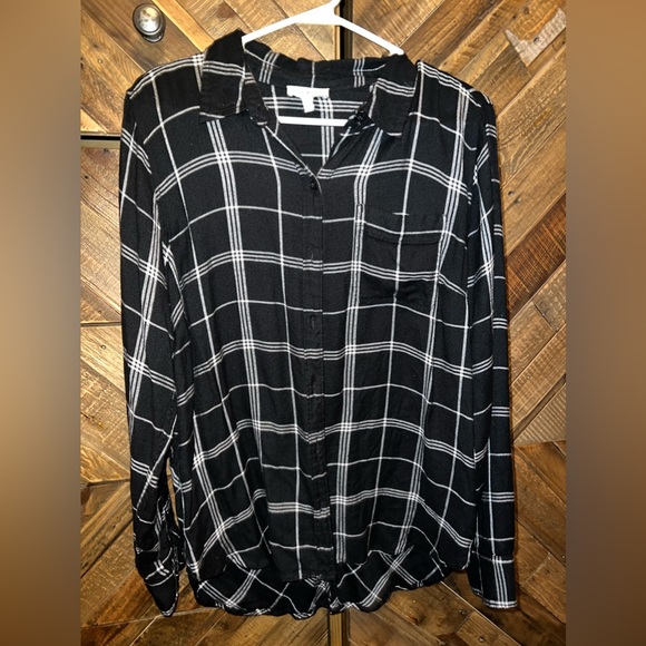 Lucky Brand Thin Plaid Button Down Top - Picture 2 of 5